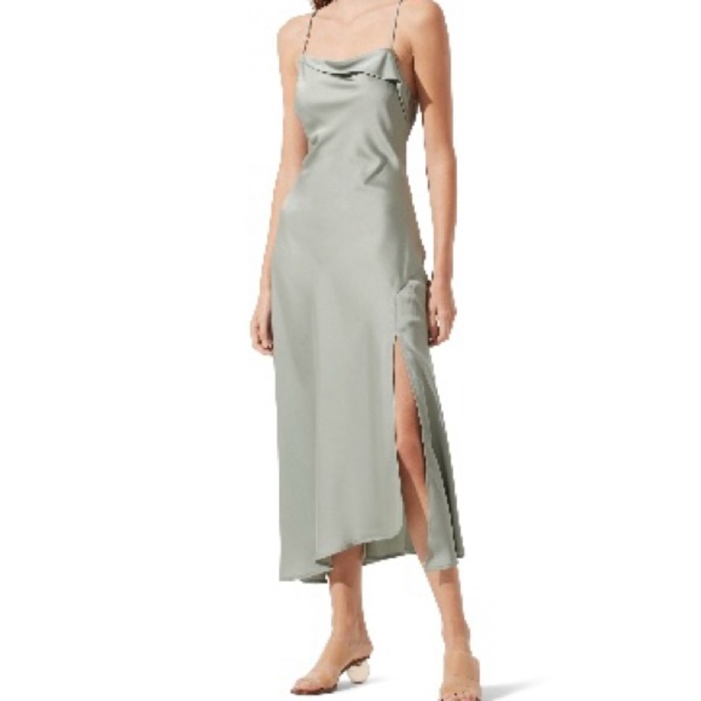 ASTR the Label Cowl Slip Midi Dress in sage